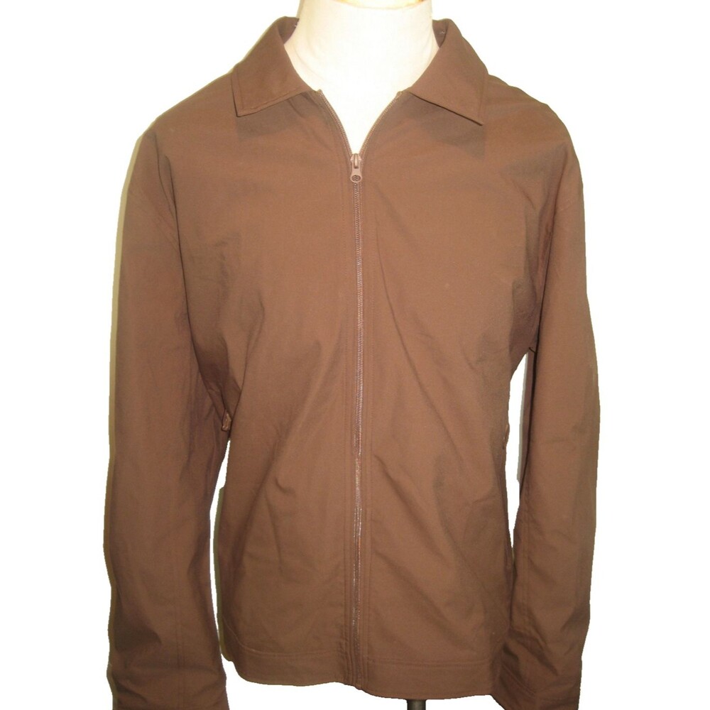 Mens NWOT  TF Mens Fashion Brown Full Zip Poly Windbreaker Jacket sz  3XL